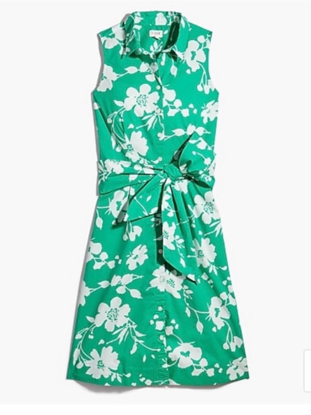 NEW J.Crew Factory Green Floral Sleeveless Knee Length Dress Sz 6